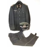 German Third Reich Tunic, Cap and pair of parade trousers, the peaked cap made by 'Erel'