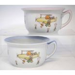 Two Shelley Mabel Lucie Attwell chamber pots, decorated with children and pixies, 16cm diameter