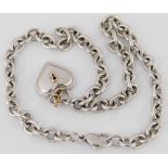 Tiffany & Co sterling silver necklace chain with padlock pendant and 750 gold key, gross weight 62.