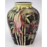 Moorcroft trial vase, decorated with Fruit Thief pattern after Emma Bossons, painted 23.4.02 and