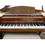 Walnut baby grand piano named Crane & Sons, iron frame, overstrung, 7.2octaves, ivory keys, two