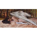 John Afflick (1967-),  Angel at rest, signed and dated 2002, oil on canvas, 39 x 79cm.; 15.5 x 31in.