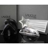 Two Lalique boxed models, to include seated nude, in black glass, 5.5cm high and a 2000