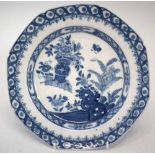 English porcelain plate attributed to Wolfe Mason circa 1800,   painted in underglaze blue with a