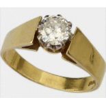 18ct (750) gold single stone diamond ring, Birmingham 1977, approximately 0.6ct, ring size P,