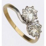 Diamond cross-over ring, the brilliant cut stones approximately 1.4ct in total, set in 18ct gold,