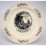 Herculaneum Creamware plate circa 1810,   printed with 'Returning Hopes' and verse, impressed mark