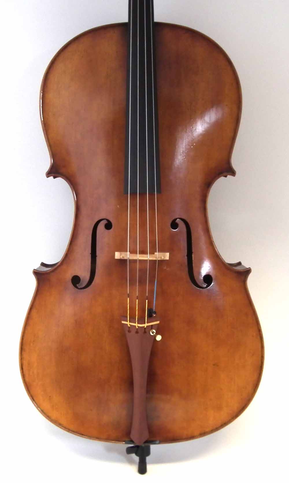 Liu Xi workshops Cello, with two piece lightly flamed back and aged chestnut varnish, with two - Image 14 of 14