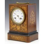 French mantel clock in an inlaid rosewood case, white enamel Roman dial named Louis & Mier a