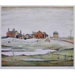 After Laurence Stephen Lowry R.A. (British, 1887-1976),   "Landscape with Farm Buildings", signed in