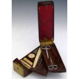Victorian gentleman's mahogany and brass travelling toiletry box with shaped recesses for a