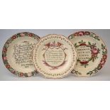 Three Dutch decorated Creamware plates dated 1785, 1813, and 1819, two impressed Sewell and