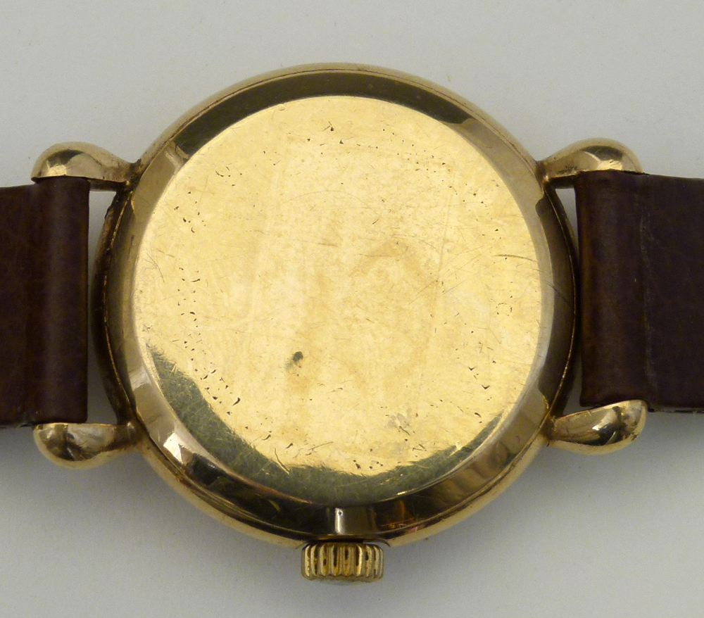 Jaeger-LeCoultre 9ct gold man's wristwatch, Dennison case Birmingham 1952, off white Arabic dial ( - Image 4 of 6