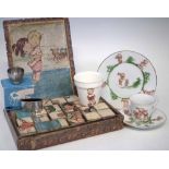 Shelley Mabel Lucie Attwell jigsaw block set, also a Woods plant pot, an Old Hall egg cup with box