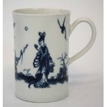 Worcester mug circa 1760   painted with Walk in the Garden pattern in underglaze blue, crescent mark