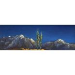 Jonathan Armigel Wade (1960-),  "Mountains", signed, titled on verso, oil on board, 10 x 32cm.; 4