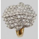 Diamond cluster ring, the pave setting approximately 3ct in total, set in 750 gold, ring size P,