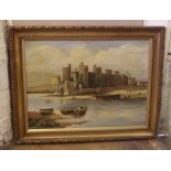 W. Aldcroft, 19th/20th century. Conwy Castle, oil on canvas. Condition report: see terms and