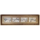 B. Patelly, four framed pencil and wash studies of a maiden and animals. Condition report: see terms