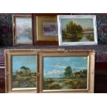 Five framed prints of rural scenes. Condition report: see terms and conditions.