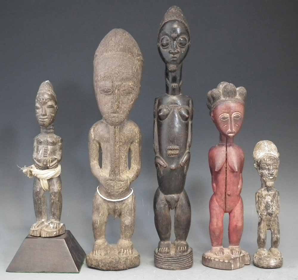 Five Baule Asie Usu and Blolo Bla figures, (5) The tallest figure measures 40cm high     All lots in