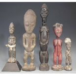 Five Baule Asie Usu and Blolo Bla figures, (5) The tallest figure measures 40cm high     All lots in