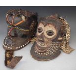 Two helmet masks, Luluwa / Kuba, (2) the largest measures 34cm high     All lots in this Tribal