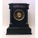 Victorian 8-day slate mantel clock. Condition report: see terms and conditions