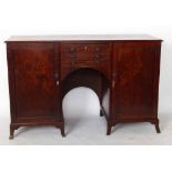 Mahogany side cabinet, 19th century, of two pedestal cupboards flanking two central drawers and a