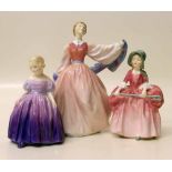 Royal Doulton figure Gay Morning HN2135 and two others Marie and Bo Peep HN1311. Condition report: