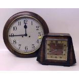 Enfield oak frame wall clock and a mantel clock. Condition report: see terms and conditions