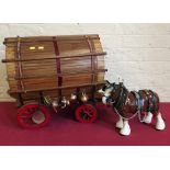 Model of Gypsy caravan and ceramic horse. Condition report: see terms and conditions