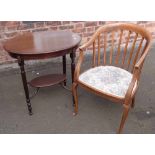 Inlaid Edwardian chair and oval occasional table. Condition report: see terms and conditions