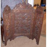 Kashmir three fold hardwood screen. Condition report: see terms and conditions