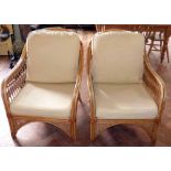 Pair of modern wicker conservatory chairs. Condition report: see terms and conditions