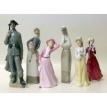 Two Lladro figures, Nao figure and three Fracesca figures. Condition report: see terms and