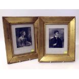 Pair of black and white engravings in gilt frames of Lord & Lady Grey of Groby. Condition report: