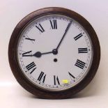 8-day wall clock, white painted dial with oak case. Condition report: see terms and conditions