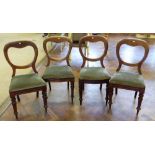 Four Victorian mahogany balloon back dining chairs. Condition report: see terms and conditions