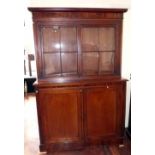 19th century mahogany two door bookcase on base. Condition report: see terms and conditions