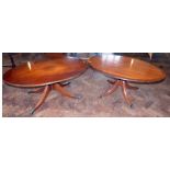 Two reproduction oval mahogany coffee table. Condition report: see terms and conditions