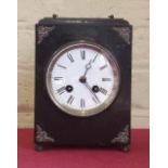 Ebony veneered French mantel clock 19th century. Condition report: see terms and conditions