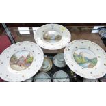 Three Royal Crown Derby plates two signed P. Bennett, two painted with titled landscapes, the