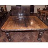 Two Victorian stained oak table leaves with winder. Condition report: see terms and conditions