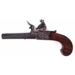 Flintlock rifled pocket pistol by Ryan and Watson  with signed box lock action, safety catch,