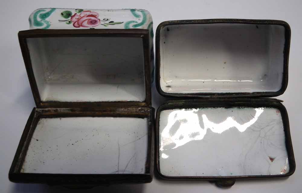 Two Enamel boxes, one painted with figures on horseback, the other printed and painted with - Image 6 of 7