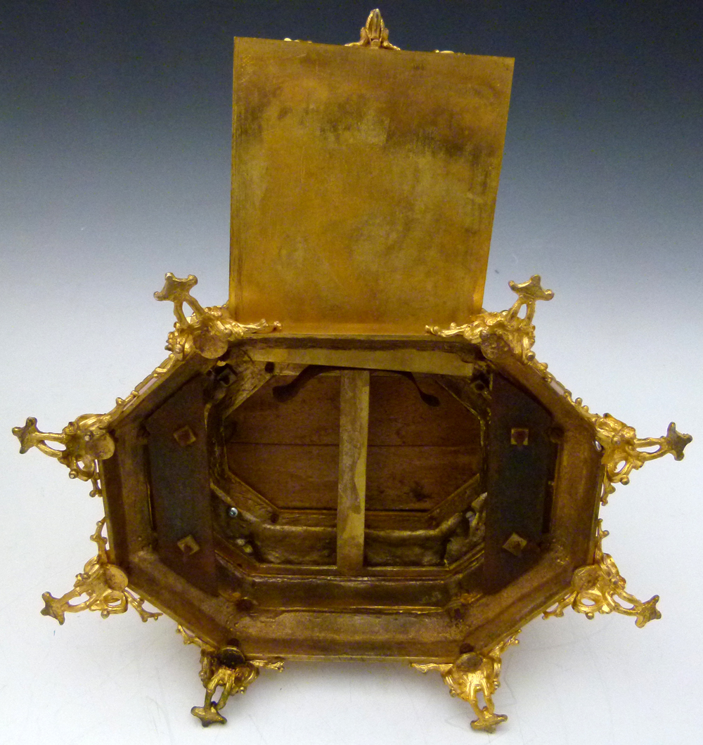 Ormolu jewellery casket in three tiers applied and moulded with naturalistic decoration, height - Image 14 of 17