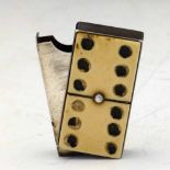 Victorian silver novelty domino tile vesta case, Hall & Goode, London 1885, the front applied with