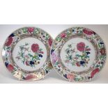 Unusual pair of Chamberlains Worcester plates circa 1830   made as replacements for a Chinese export