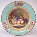 Derby plate circa 1800, finely painted in the manner of Steele with a still life scene, puce mark to